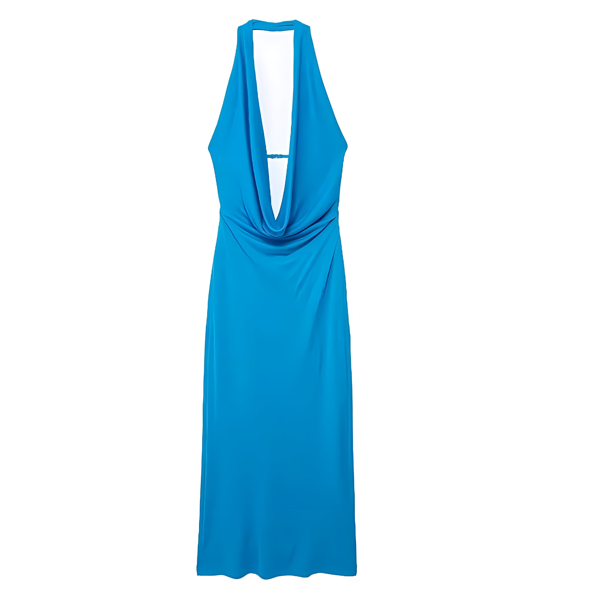 Sea Blue Bodycon Draped Scoop Neck Sleeveless Halter Backless Maxi Dre Dazey Hill Sea Blue Bodycon Draped Scoop Neck Sleeveless Halter Backless Maxi Dre Dazey Hill