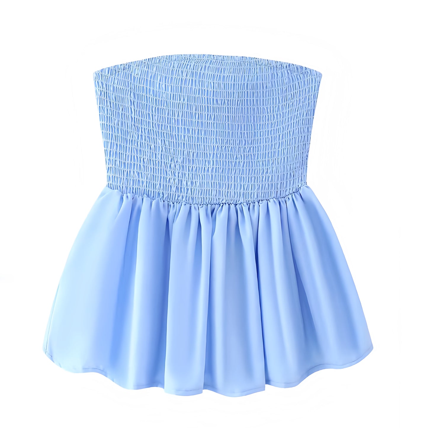 Light Blue Smocked Strapless Camisole Top