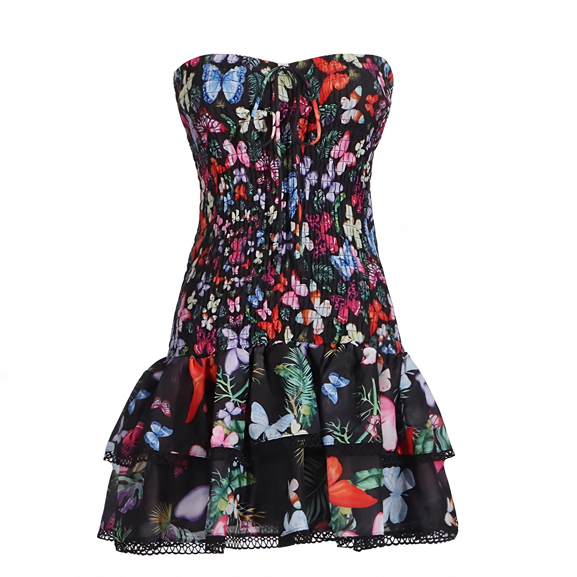floral-print-black-rainbow-red-blue-pink-green-multi-color-butterfly-patterned-slim-bodycon-embroidered-layered-ruffle-trim-smocked-shirred-bodice-drop-waist-fit-and-flare-sweetheart-neckline-strapless-bandeau-sleeveless-spaghetti-strap-halter-tiered-flowy-boho-bohemian-short-mini-dress-couture-women-ladies-teens-tweens-chic-trendy-spring-2024-summer-elegant-semi-formal-casual-feminine-preppy-style-prom-homecoming-party-tropical-european-sundress-charo-ruiz-zimmerman-altard-state-loveshackfancy-dupe