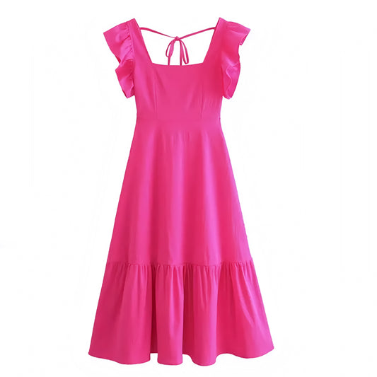 hot-pink-slim-fit-bodycon-ruffle-trim-square-neckline-short-puff-sleeve-backless-open-back-tiered-linen-flowy-boho-bohemian-long-midi-maxi-dress-evening-gown-women-ladies-teens-tweens-chic-trendy-spring-2024-summer-elegant-casual-semi-formal-feminine-classy-classic-preppy-style-prom-homecoming-hoco-party-wedding-guest-graduation-tropical-vacation-beach-wear-sundress-revolve-altard-state-zara-princess-polly-lulus-ohpolly-dupe