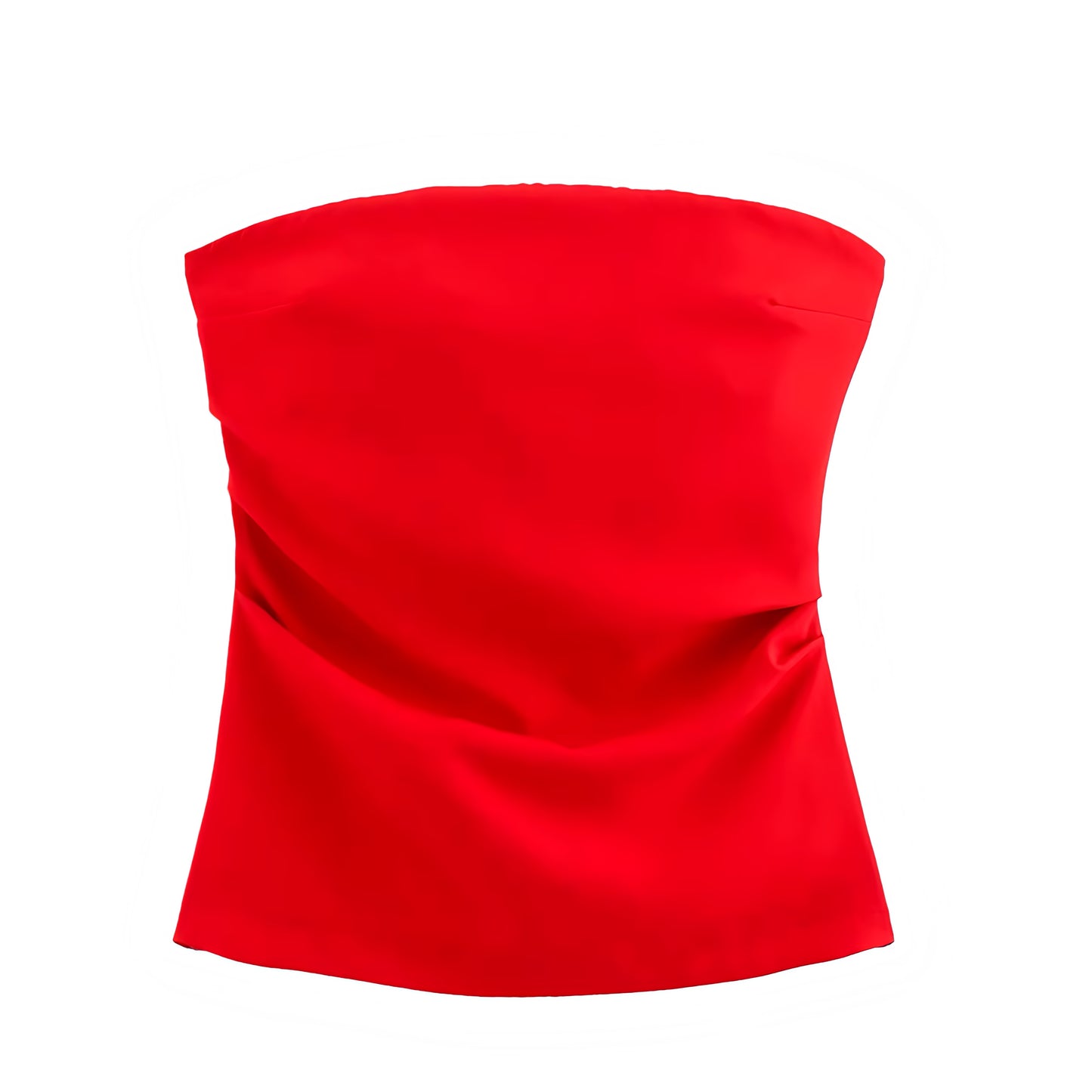 Red Bodycon Ruched Strapless Tube Top