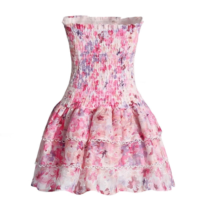 floral-print-hot-light-pink-purple-white-multi-color-layered-ruffle-trim-smocked-bodycon-strapless-drop-waist-eyelet-short-mini-dress-embroidered-flower-patterned-flowy-ball-gown-couture-spring-2024-summer-chic-trendy-preppy-formal-elegant-gala-prom-party-beach-vacation-tropical-princess-sundress-women-ladies-revolve-loveshackfancy-zimmerman-charo-ruiz-fillyboo