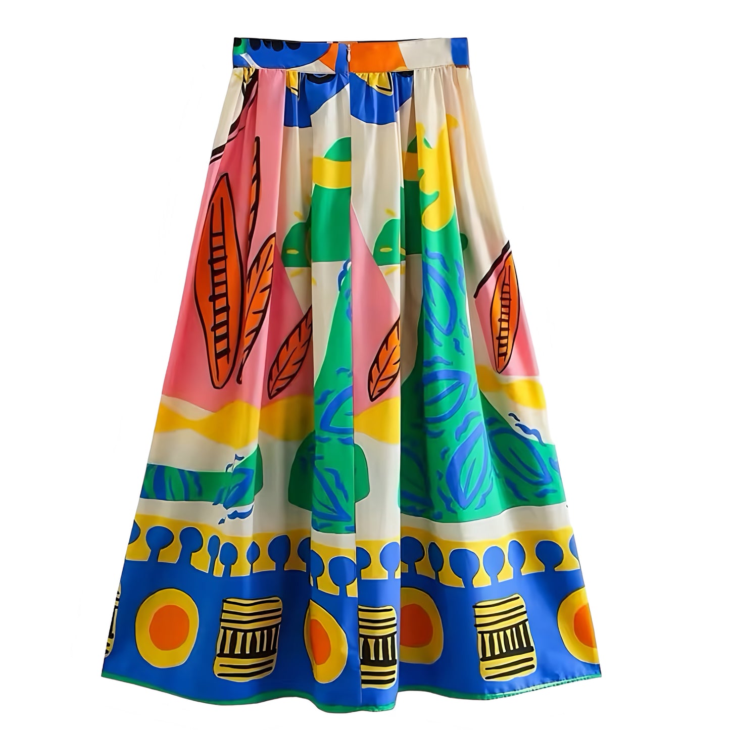 Antigua Mutli-Color Patterned Low Rise Maxi Skirt