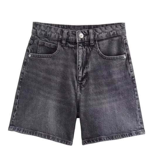 Black Light Wash Denim Retro High Waisted Shorts