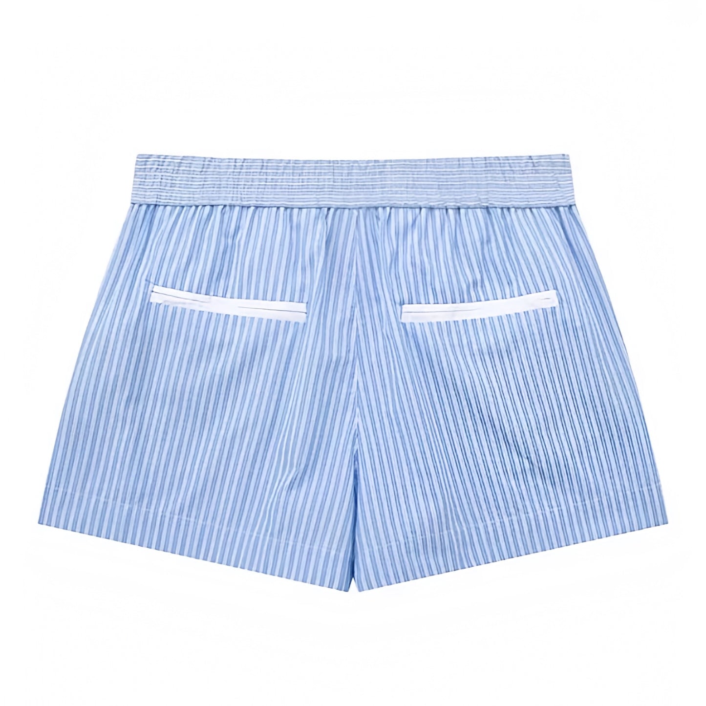 light-blue-and-white-striped-seersucker-pinstriped-patterned-fitted-waist-low-rise-waisted-cotton-linen-short-mini-sweat-shorts-with-pockets-women-ladies-chic-trendy-spring-2024-summer-elegant-casual-feminine-preppy-style-coastal-granddaughter-european-vacation-beach-wear-zara-brandy-melville-pacsun-urban-outfitters-edikted