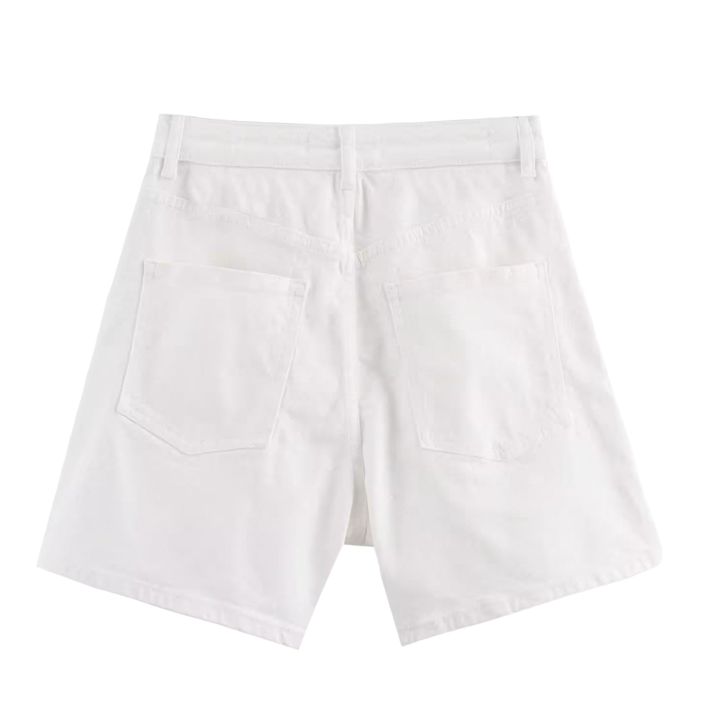 White Denim Retro High Waisted Shorts