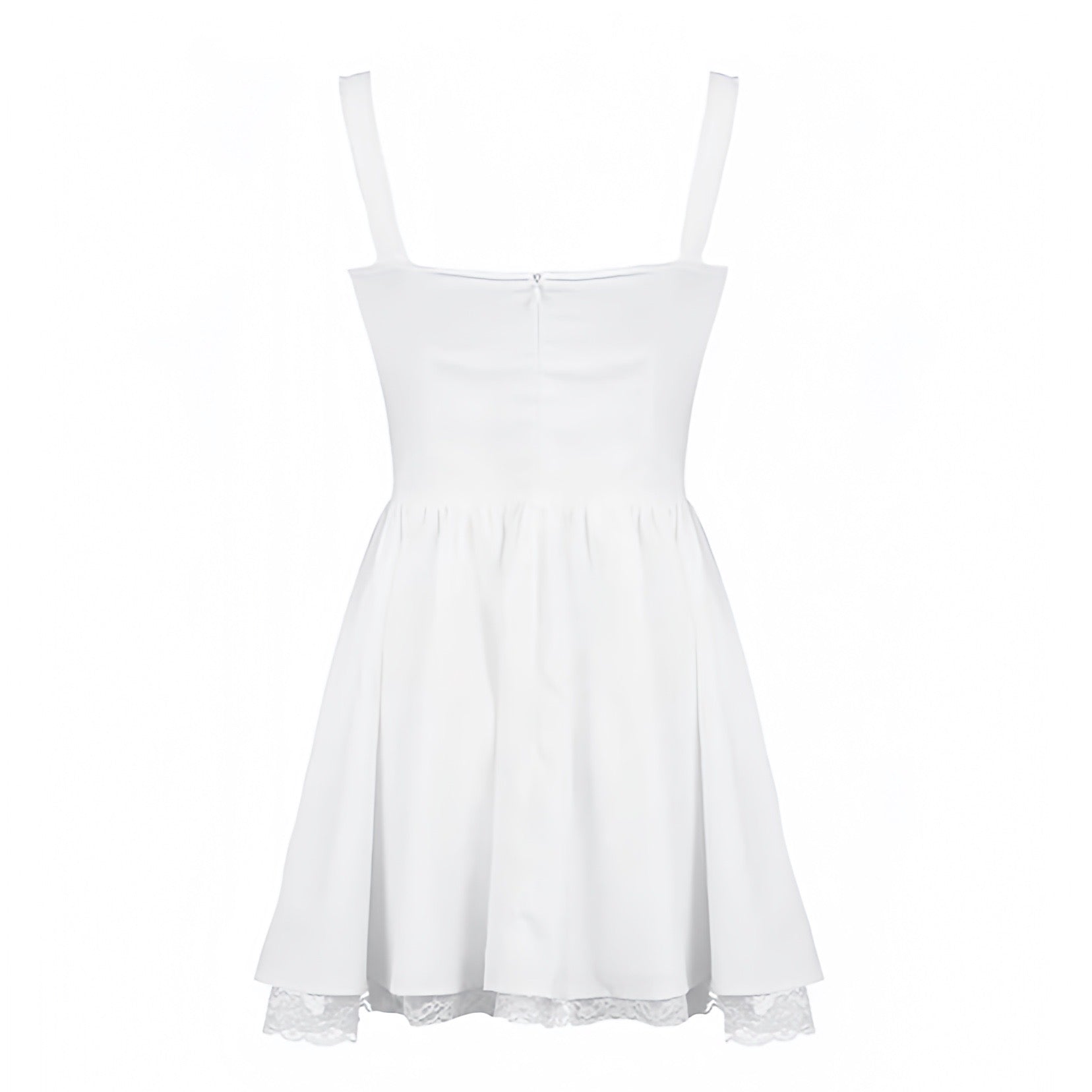 White Lace Trim Corset Bustier Drop Waist Spaghetti Strap Mini Dress Dazey Hill White Lace Trim Corset Bustier Drop Waist Spaghetti Strap Mini Dress Dazey Hill