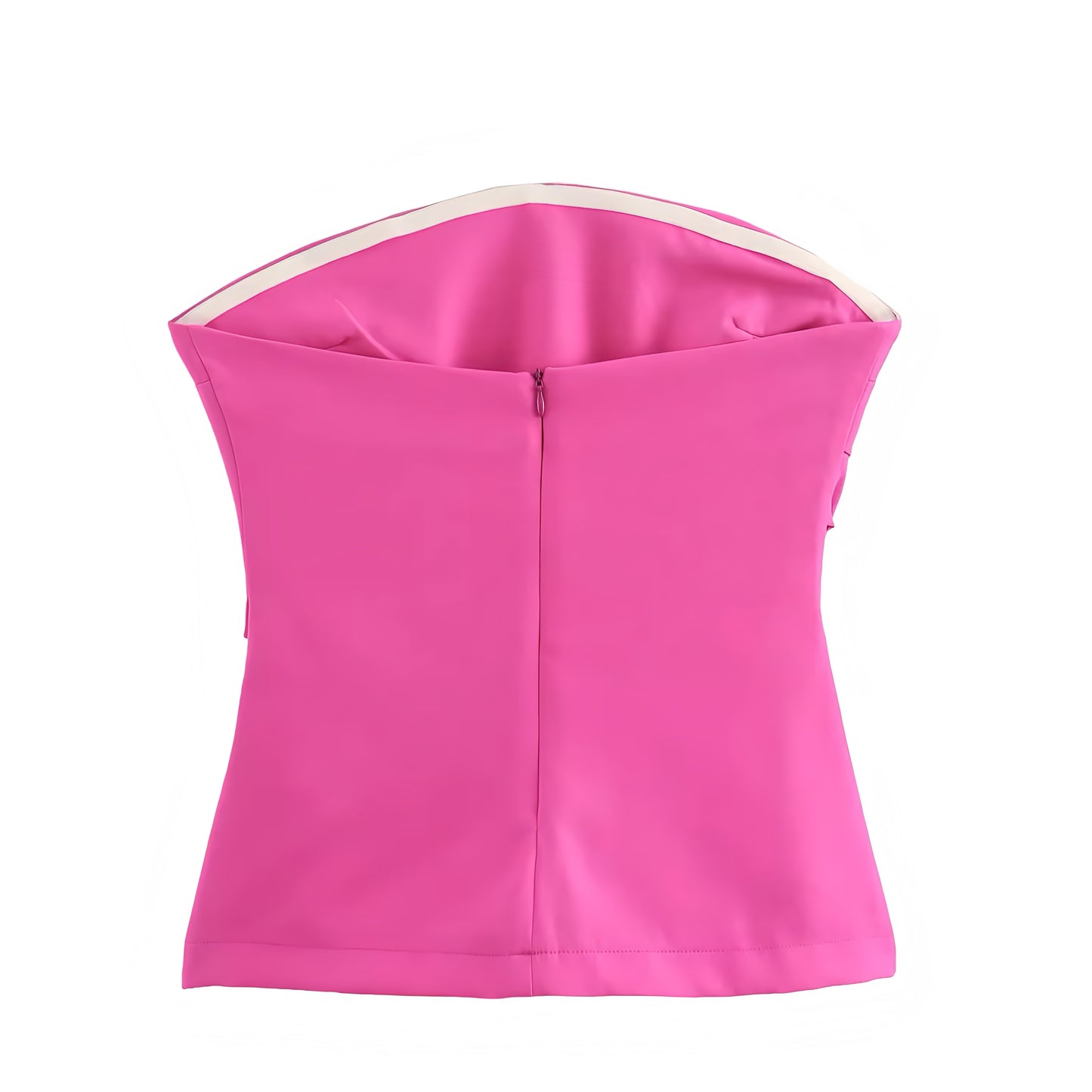 Hot Pink Bodycon Ruched Strapless Tube Top