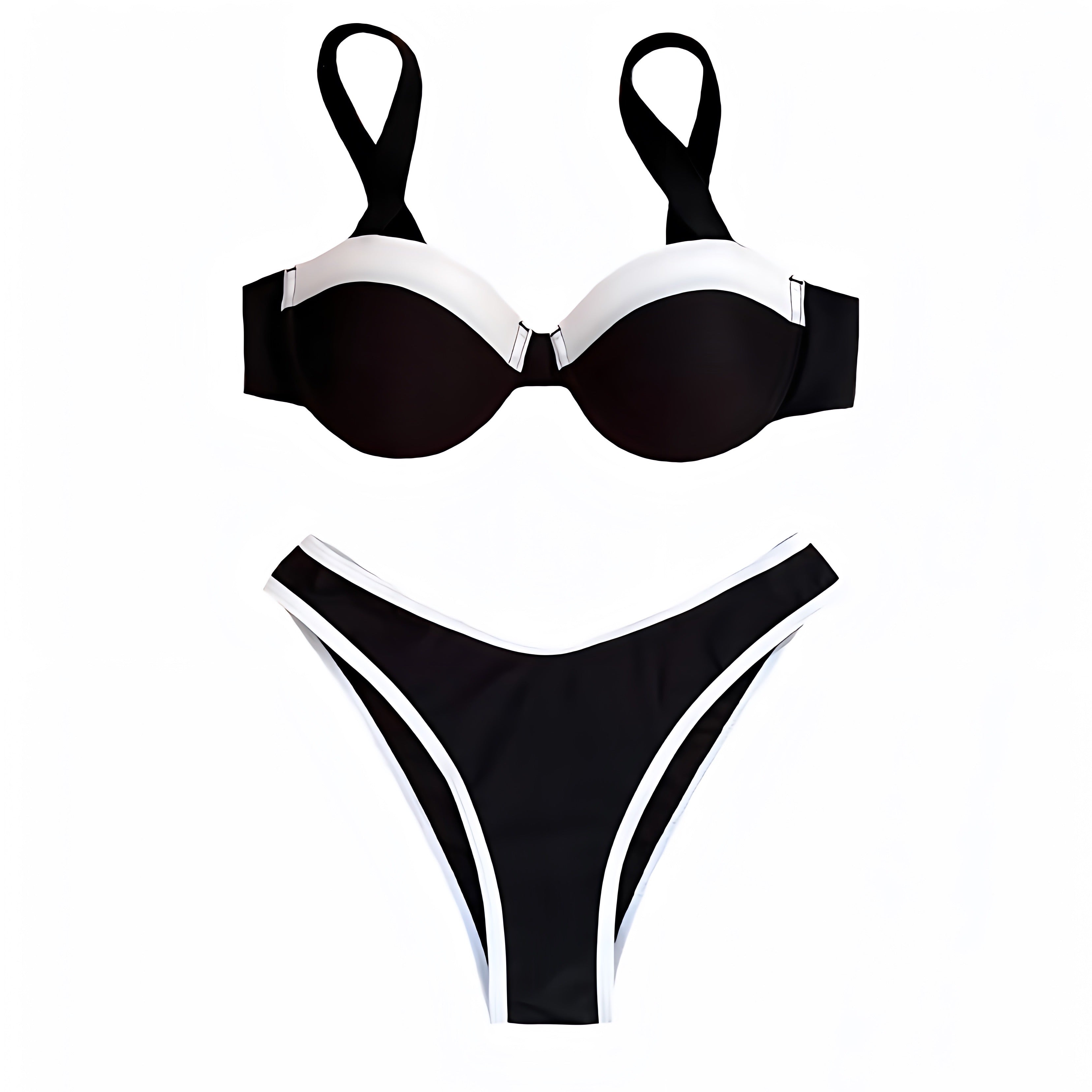 Antibes Black White Contrast Lined Underwire 2 Piece Bikini Set DAZEY HILL