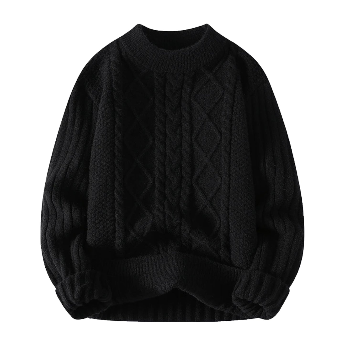 Black Cable Knitted Pull Over Sweater