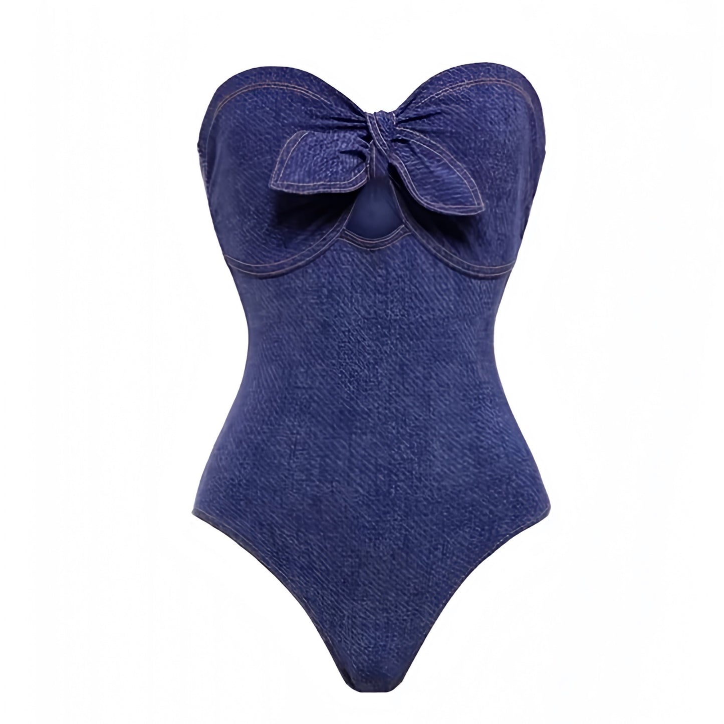 navy-blue-knit-textured-slim-fit-bodycon-cut-out-knot-tie-sweetheart-neckline-bandeau-strapless-sleeveless-underwire-push-up-cheeky-thong-modest-one-piece-swimsuit-swimwear-bathing-suit-women-ladies-teens-tweens-chic-trendy-spring-2024-summer-elegant-classic-classy-feminine-preppy-style-european-greece-vacation-coastal-granddaughter-grandmillennial-mamma-mia-beach-wear-revolve-frankies-bikinis-blackbough-grey-bandit-dupe