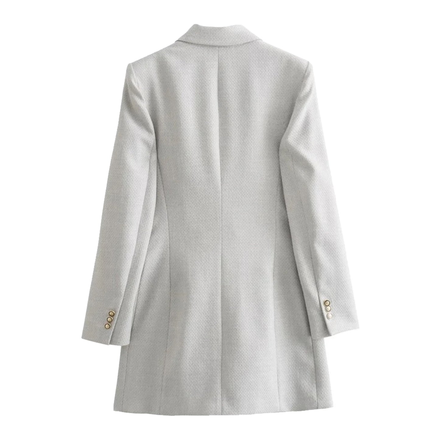 Light Gray Woolen Long Blazer Jacket