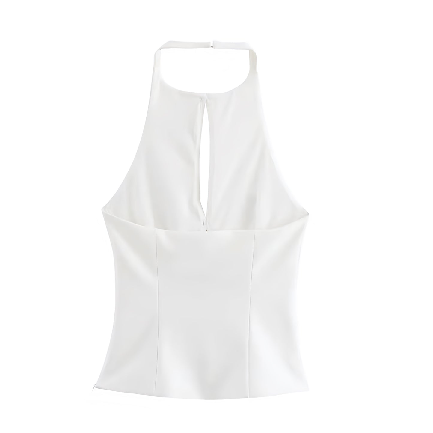 White Slim Fit Bow Corset Vest Halter Top