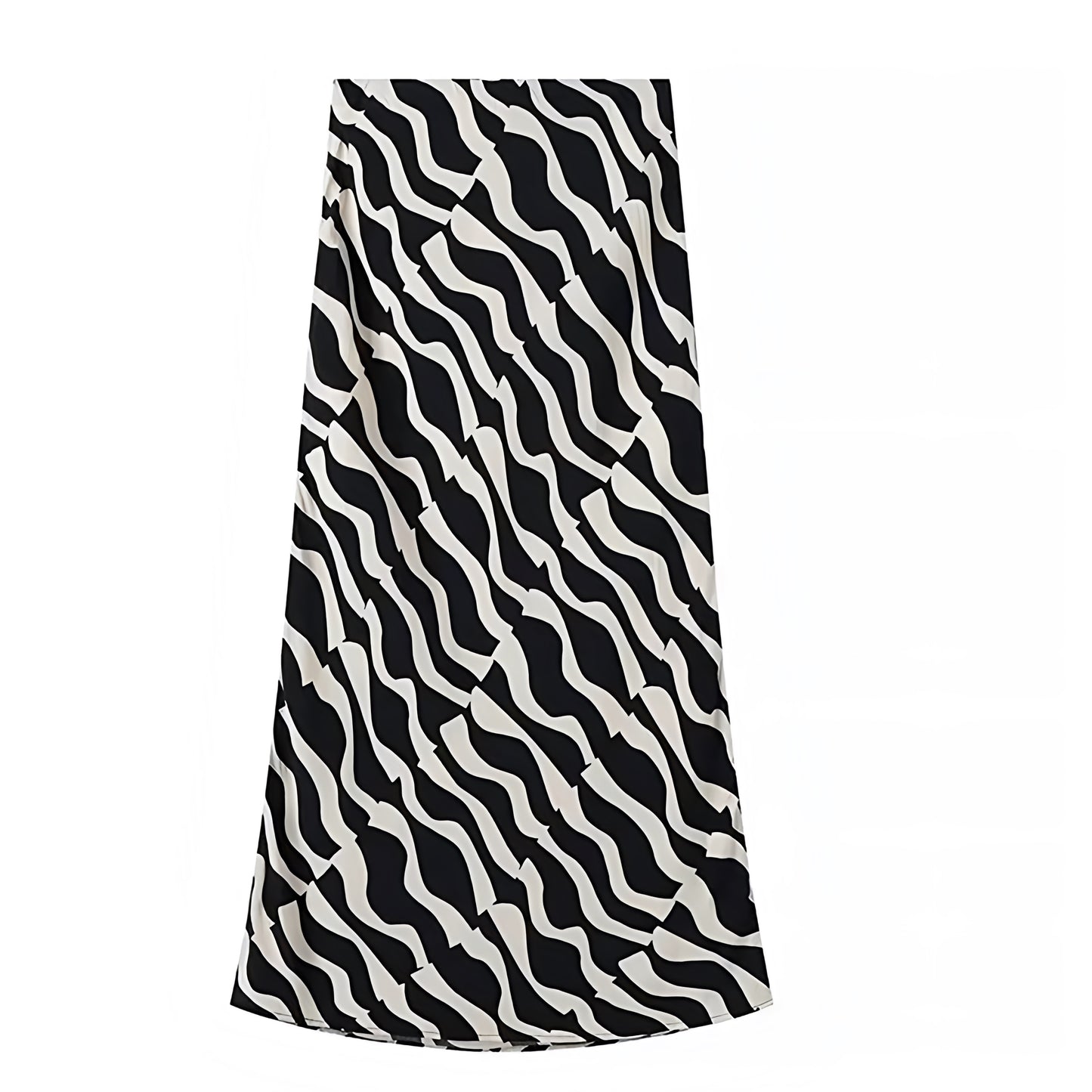 Black & White Stripe Patterned Low Rise Maxi Skirt
