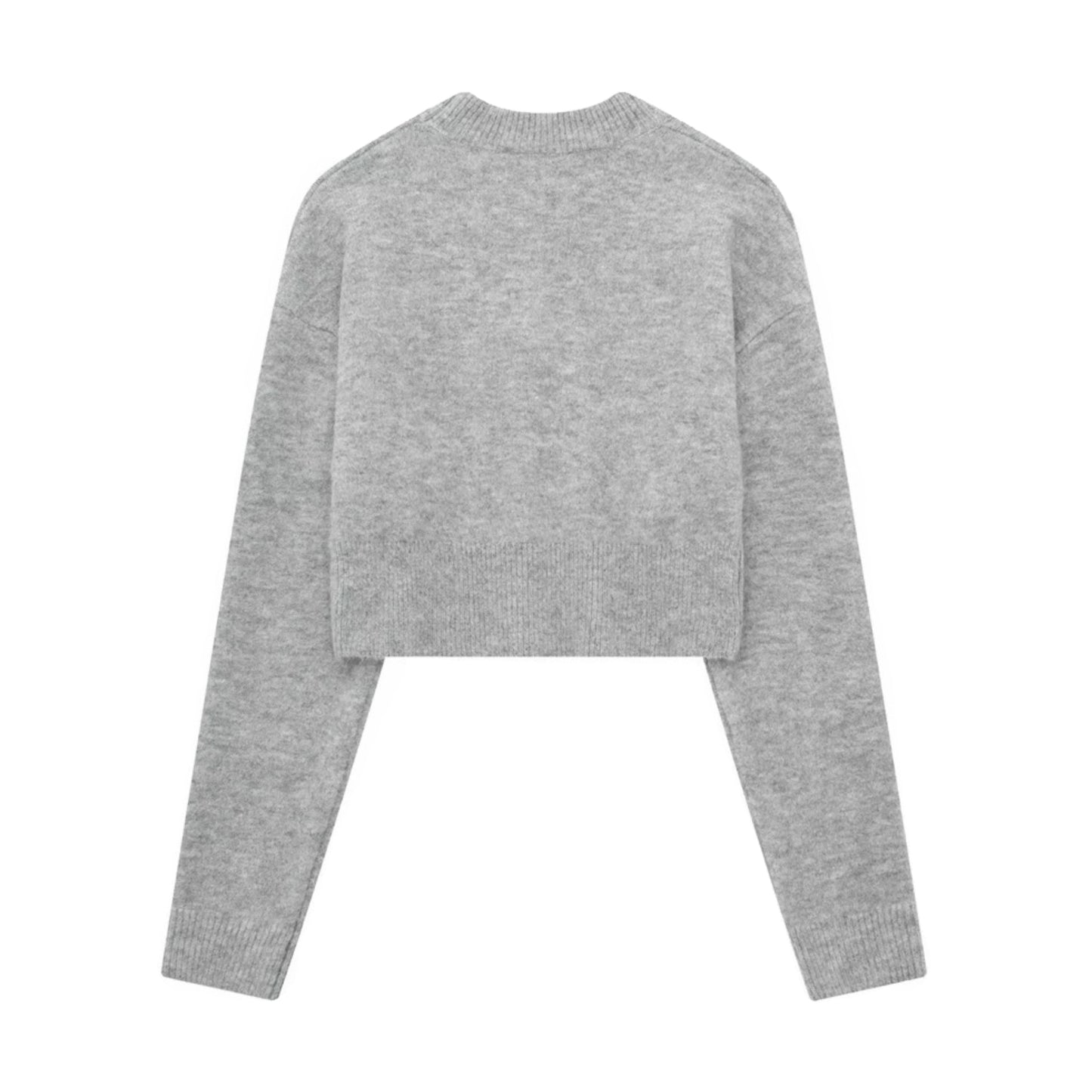Light Gray Knit Pullover Cropped Sweater