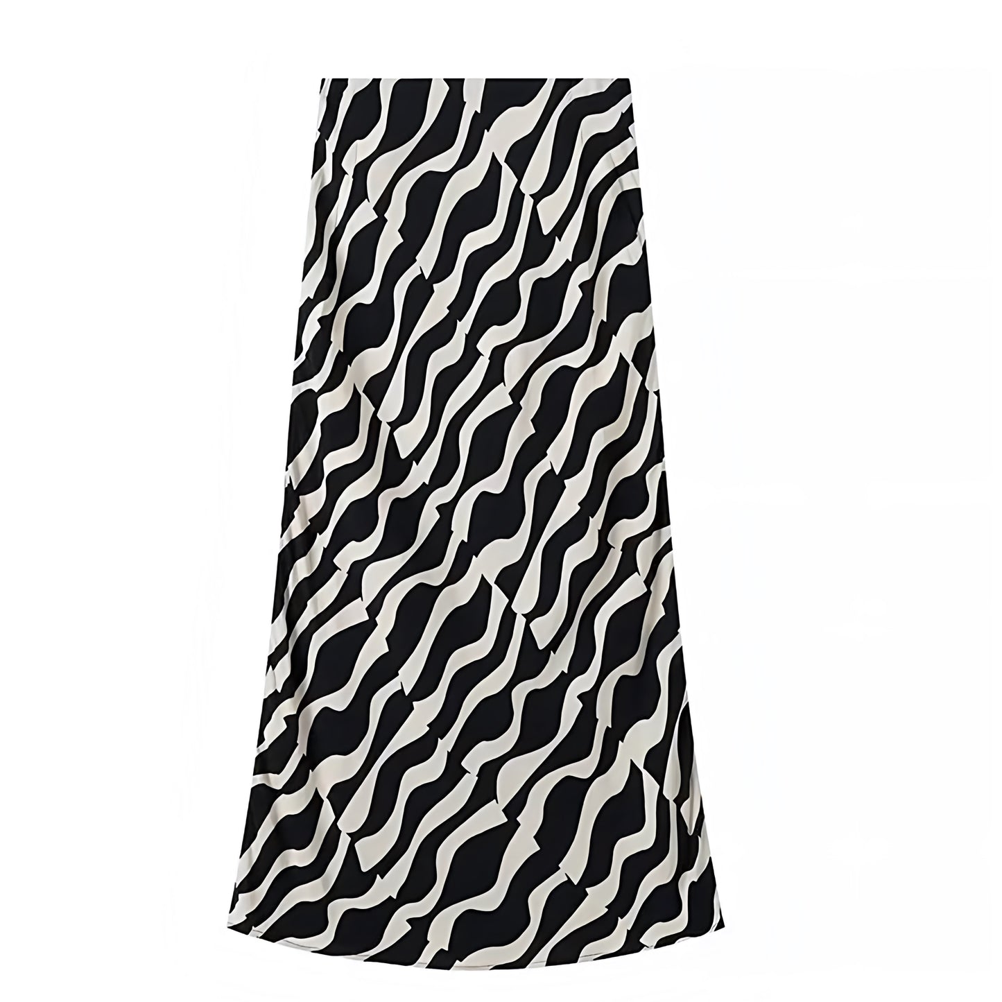 Black & White Stripe Patterned Low Rise Maxi Skirt