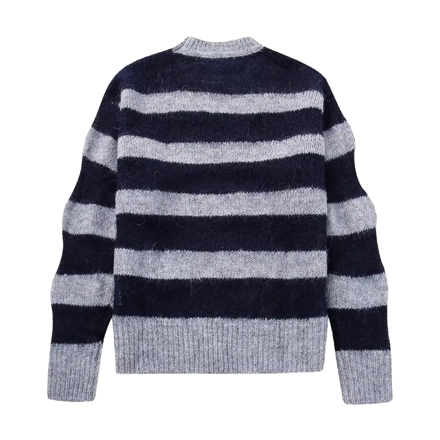 Gray & Black Knit Striped Pull Over Sweater