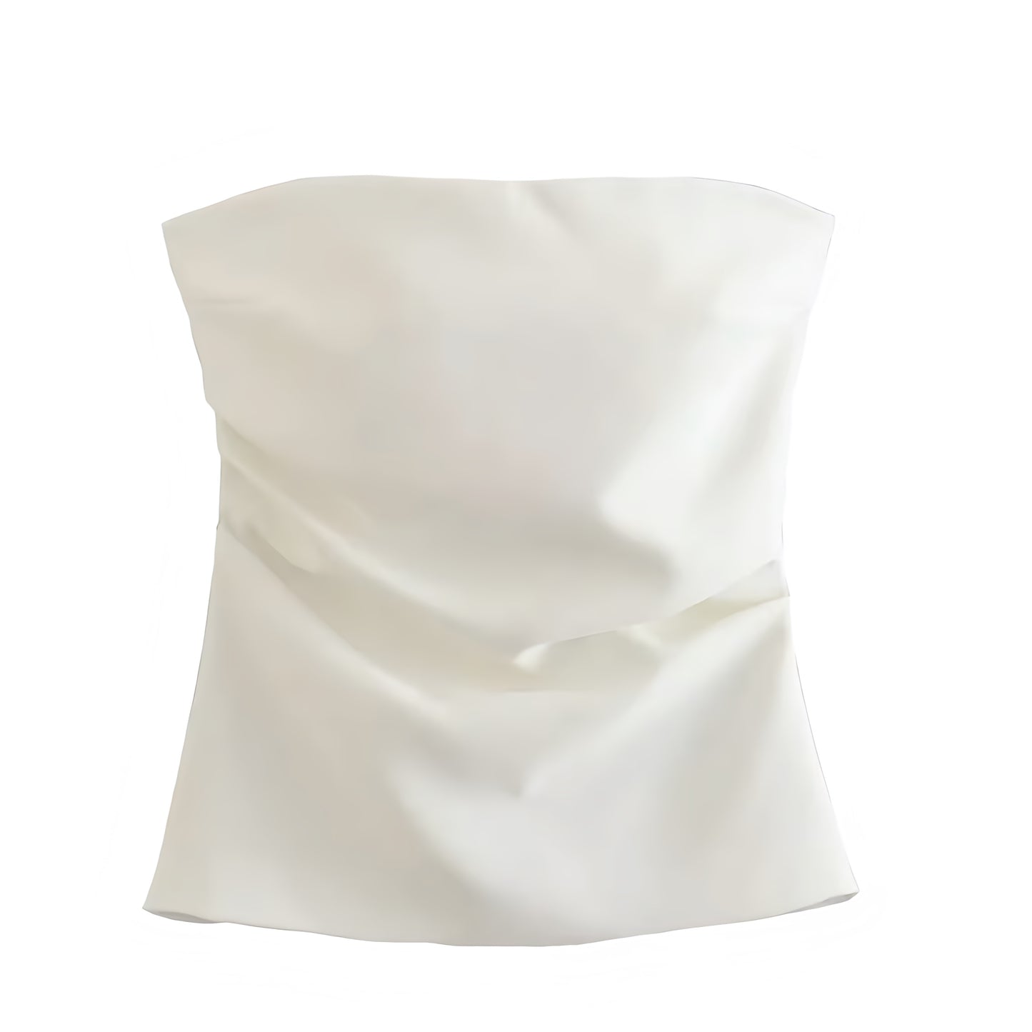 White Bodycon Ruched Strapless Tube Top