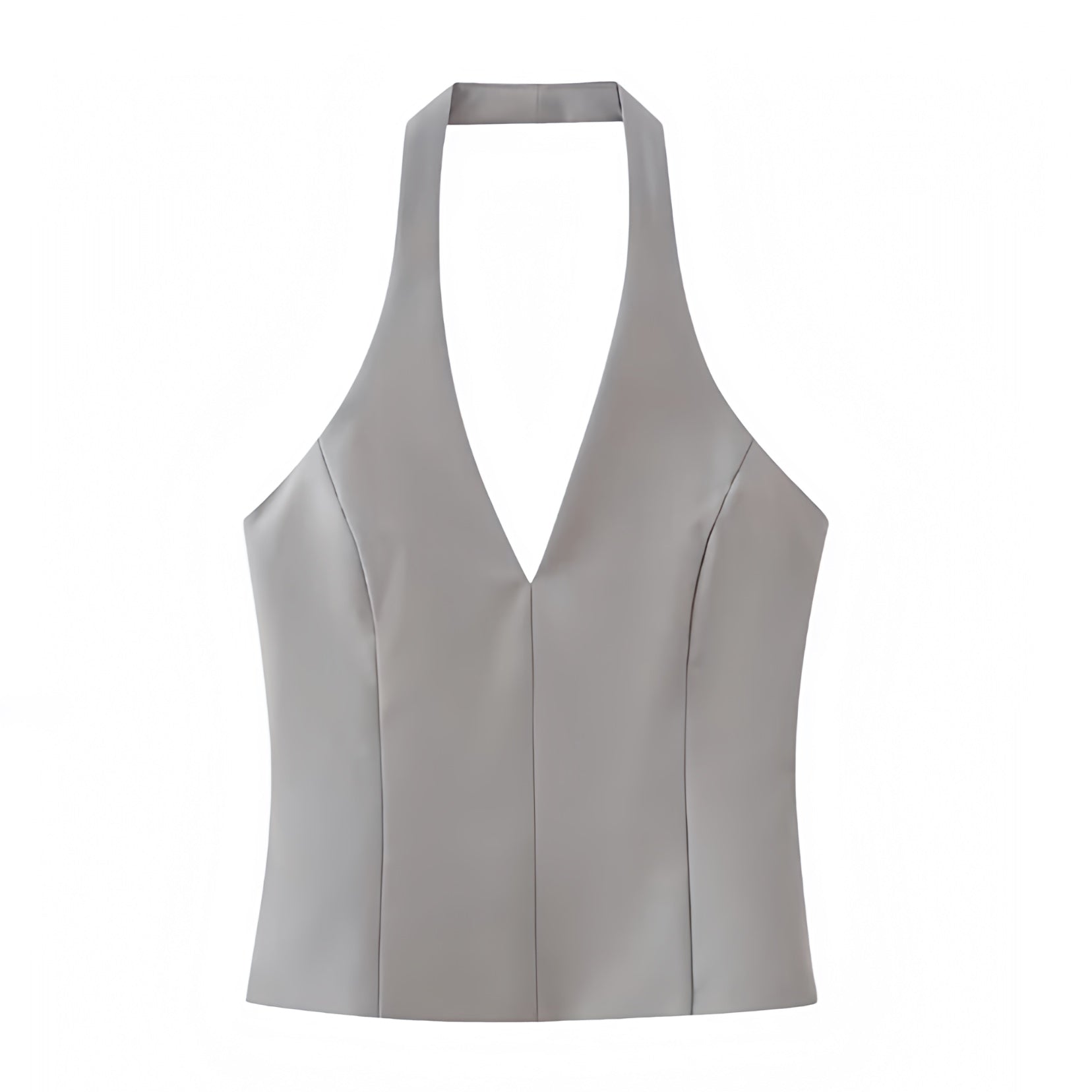 light-grey-gray-silver-bodycon-corset-pleated-v-neck-slim-fit-sleeveless-backless-open-back-cut-out-halter-crop-camisole-tank-top-blouse-women-ladies-chic-trendy-spring-2024-summer-elegant-casual-semi-formal-classy-feminine-party-date-night-out-sexy-club-wear-y2k-90s-minimalist-office-siren-style-zara-revolve-aritzia-white-fox-princess-polly-babyboo-iamgia-edikted-fenity
