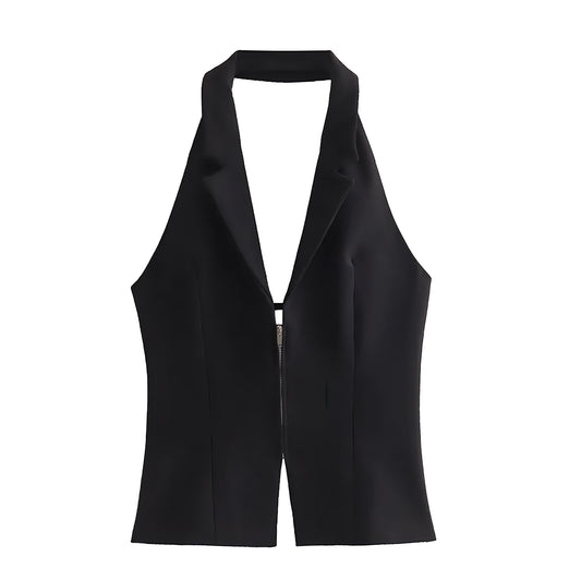 black-slim-fit-bodycon-cinched-waist-corset-zip-down-v-neck-collared-sleeveless-cut-out-backless-open-back-full-length-hip-halter-vest-camisole-tank-top-blouse-shirt-women-ladies-chic-trendy-spring-2024-summer-elegant-casual-semi-formal-feminine-classy-cocktail-party-club-wear-sexy-date-night-out-evening-90s-minimalist-minimalism-office-siren-stockholm-style-zara-revolve-aritzia-mango-reformation-whitefox-edikted-fenity-iamgia-areyouami-dupe
