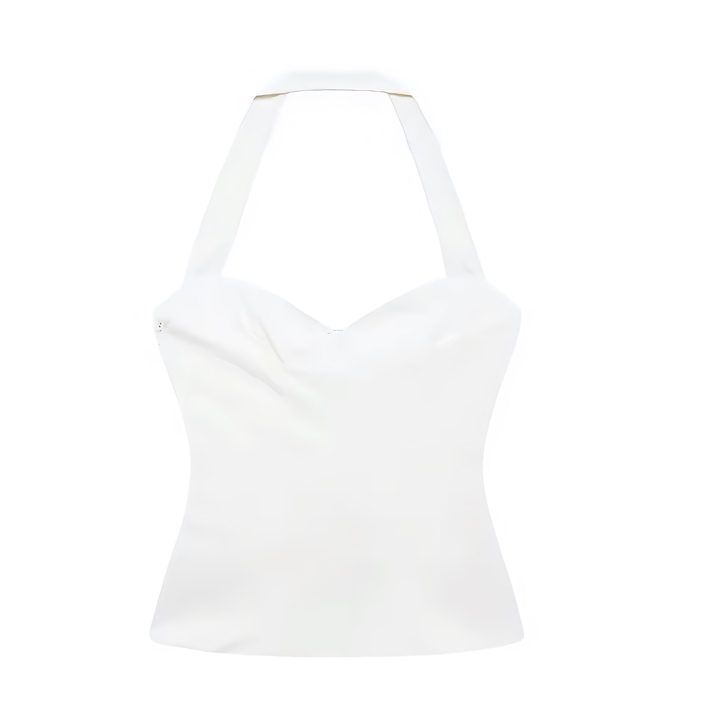 White Slim Fit Metallic Shell Cut-Out Backless Halter Tank Top