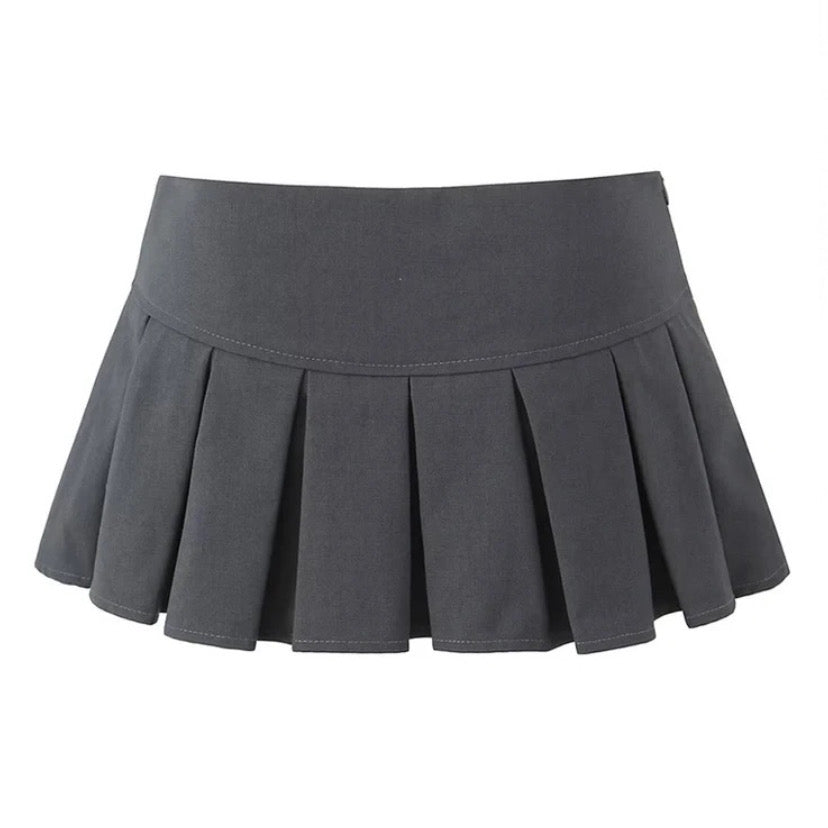 dark-grey-gray-bow-pleated-slim-tight-fit-mid-low-rise-waisted-fitted-waist-short-micro-mini-skirt-skort-with-shorts-women-ladies-chic-trendy-spring-2024-summer-casual-feminine-office-siren-90s-minimalist-coquette-blokette-preppy-school-academia-club-wear-night-out-sexy-party-korean-stockholm-style-zara-revolve-aritzia-brandy-melville-urban-outfitters