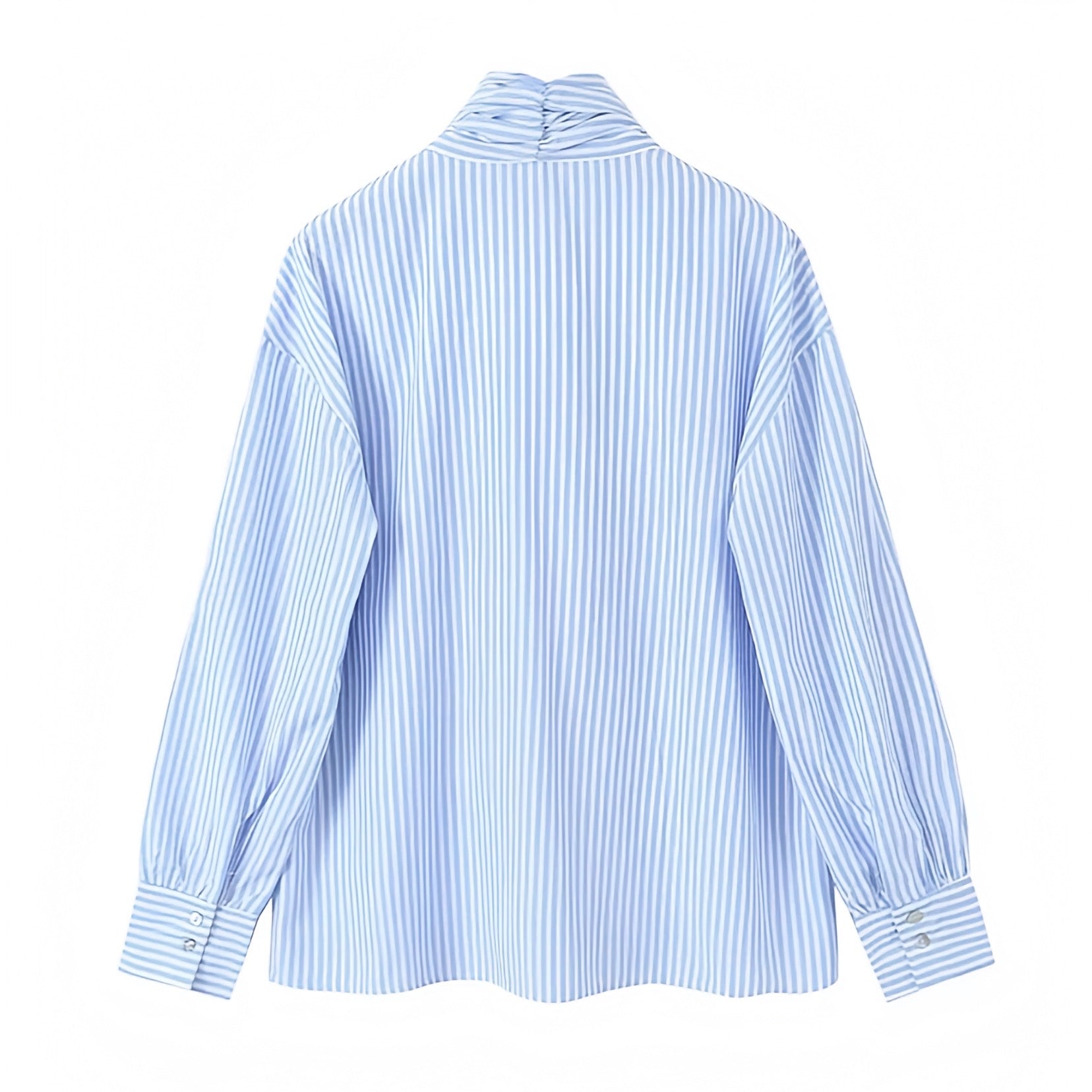 light-blue-and-white-striped-pinstripe-seersucker-linen-cotton-long-sleeve-button-down-v-neck-cuffed-large-bow-knot-tie-shirt-blouse-women-ladies-chic-trendy-spring-2024-summer-elegant-classy-semi-formal-feminine-casual-preppy-coastal-granddaughter-nautical-seaside-beach-wear-vacation-tops-stockholm-style-zara-revolve-dupe