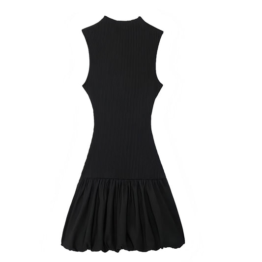 Black Bodycon Sleeveless Turtleneck Drop Waist Backless Mini Dress