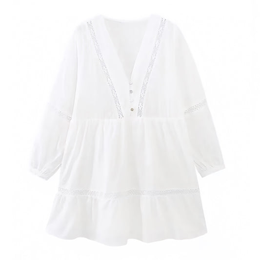 white-ivory-eyelet-lace-embroidered-cut-out-button-down-v-neck-long-sleeve-loose-fit-oversized-linen-cotton-light-weight-boho-tiered-camisole-top-blouse-shirt-women-ladies-chic-trendy-spring-2024-summer-elegant-casual-feminine-classy-preppy-style-european-tropical-vacation-beach-wear-zara-revolve