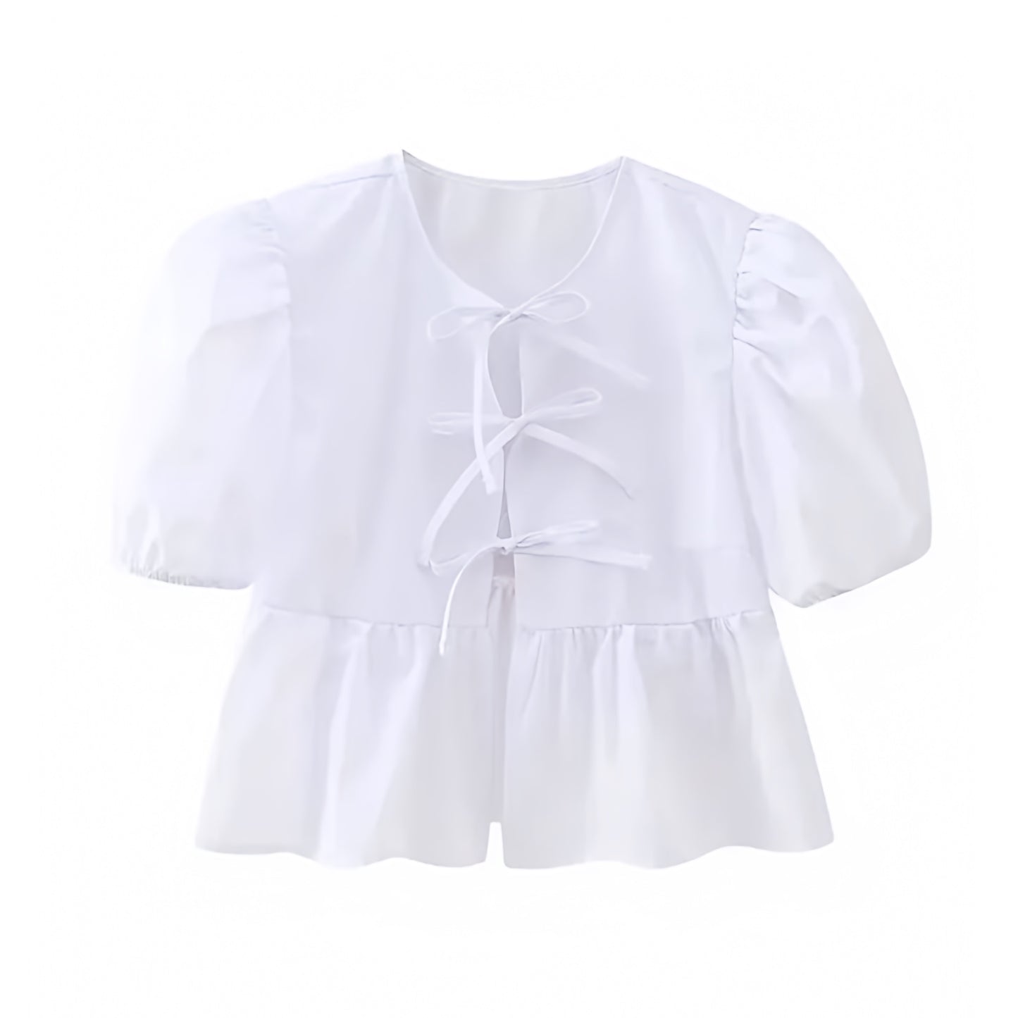 white-ivory-bow-lace-up-round-neck-cut-out-ruffled-short-puff-sleeve-loose-fit-oversized-linen-crop-camisole-top-blouse-t-shirt-baby-tee-women-ladies-chic-trendy-spring-2024-summer-elegant-casual-feminine-preppy-style-coquette-dollette-zara-revolve-aritzia-urban-outfitters-brandy-melville-pacsun-garage-altard-state