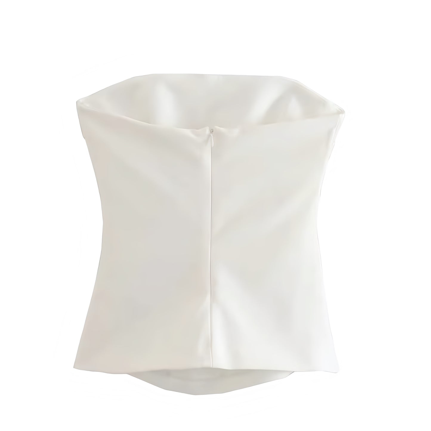 White Bodycon Ruched Strapless Tube Top