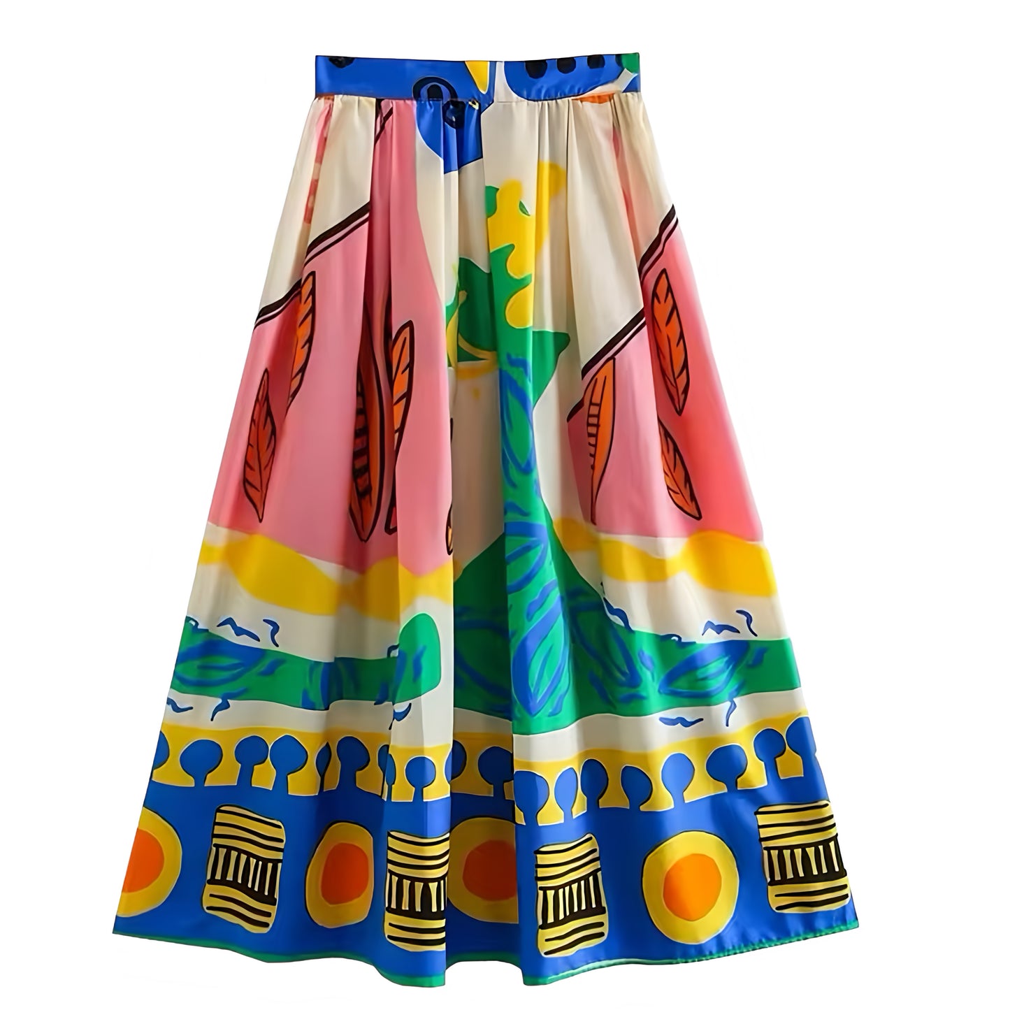 Antigua Mutli-Color Patterned Low Rise Maxi Skirt