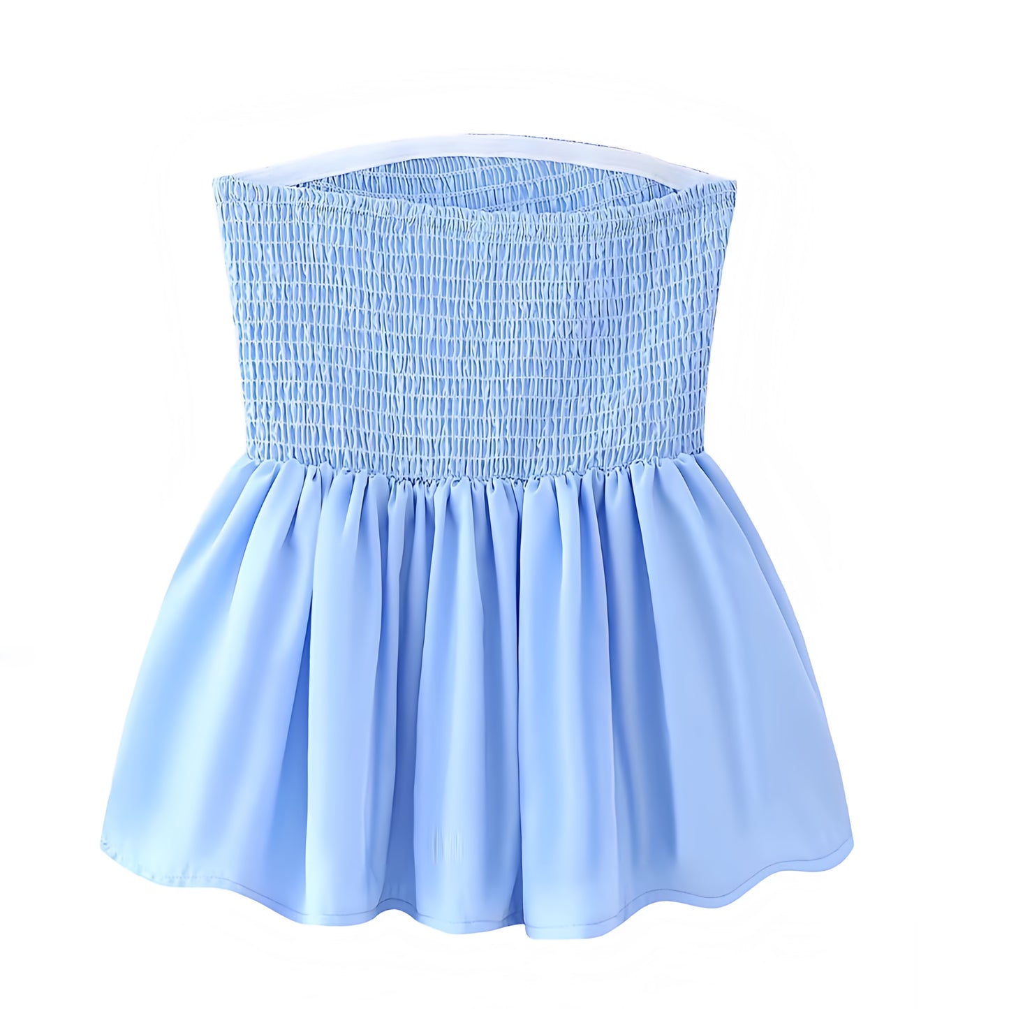 Light Blue Smocked Strapless Camisole Top