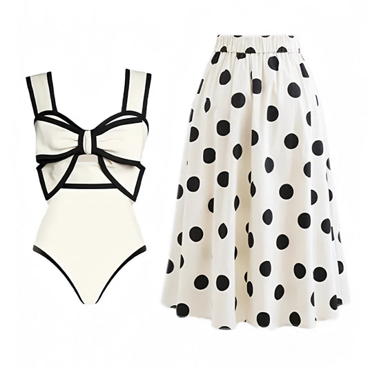 ivory-white-and-black-lined-contrast-striped-polka-dot-print-patterned-slim-fit-bodycon-cut-out-bow-sweetheart-neckline-spaghetti-strap-sleeveless-backless-open-back-wireless-push-up-cheeky-thong-modest-one-piece-swimsuit-swimwear-bathing-suit-with-midi-long-maxi-cover-skirt-set-women-ladies-teens-chic-trendy-spring-2024-summer-elegant-classy-classic-feminine-preppy-style-old-money-european-vacation-beach-wear-revolve-same-oneone-frankies-bikinis-dupe