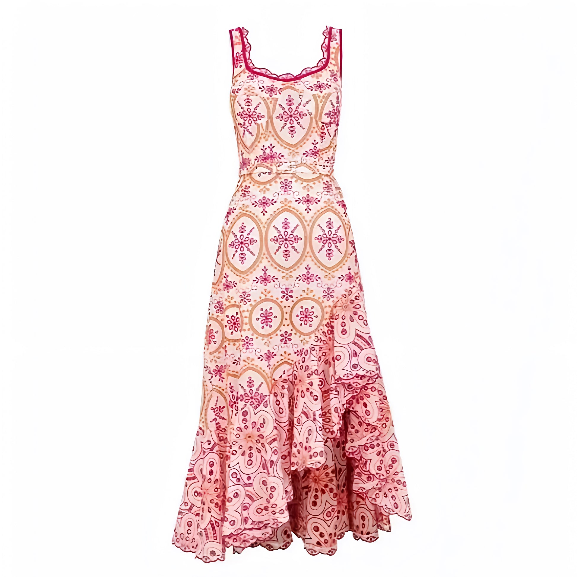 multi floral embroidered frill maxi dress Women's Floral Embroidered Frill Maxi Dress
