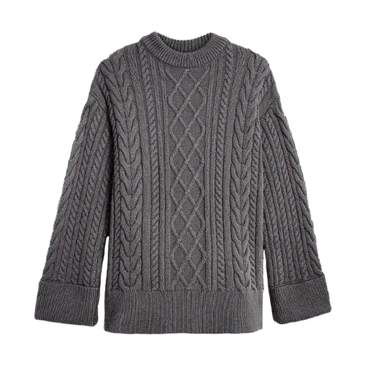 Dark Gray Knitted Oversized Sweater