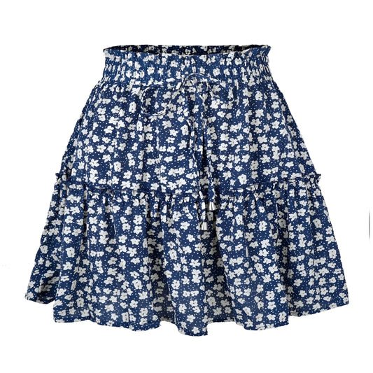 floral-print-dark-navy-blue-and-white-daisy-flower-patterned-layered-ruffle-trim-draw-string-tie-fitted-waist-smocked-mid-high-rise-waisted-flowy-boho-tullie-linen-tiered-short-mini-skirt-women-ladies-chic-trendy-spring-2024-summer-elegant-casual-feminine-preppy-style-coastal-granddaughter-beach-wear-zara-altard-state-urban-outfitters-brandy-melville-princess-polly