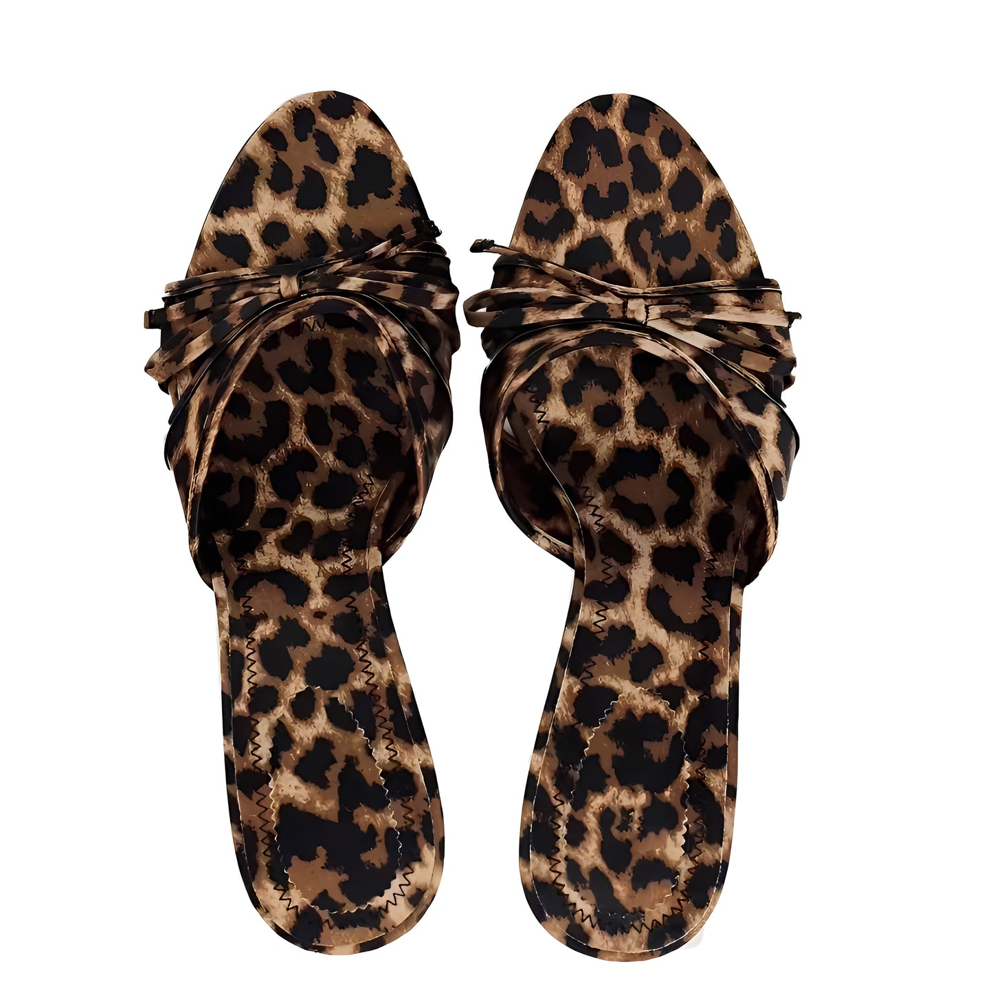 Leopard Print Bow Faux Leather Open-Toe Stiletto High Heels