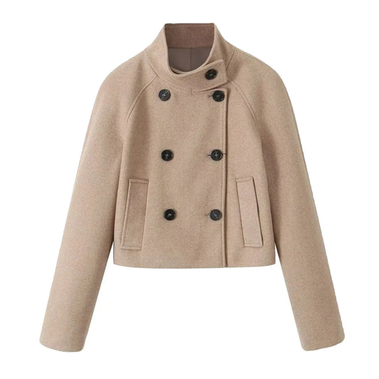 Khaki Woolen Overcoat Blazer Jacket