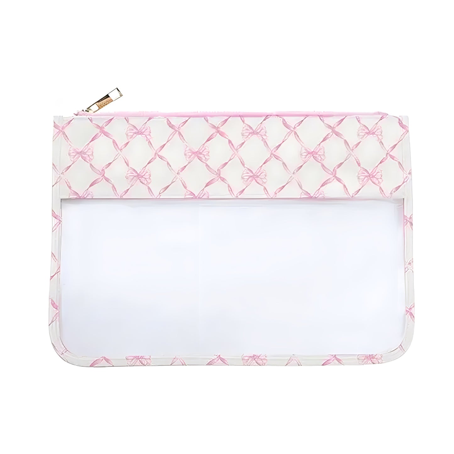 Mini Pink Bow Print Clear Makeup Pouch