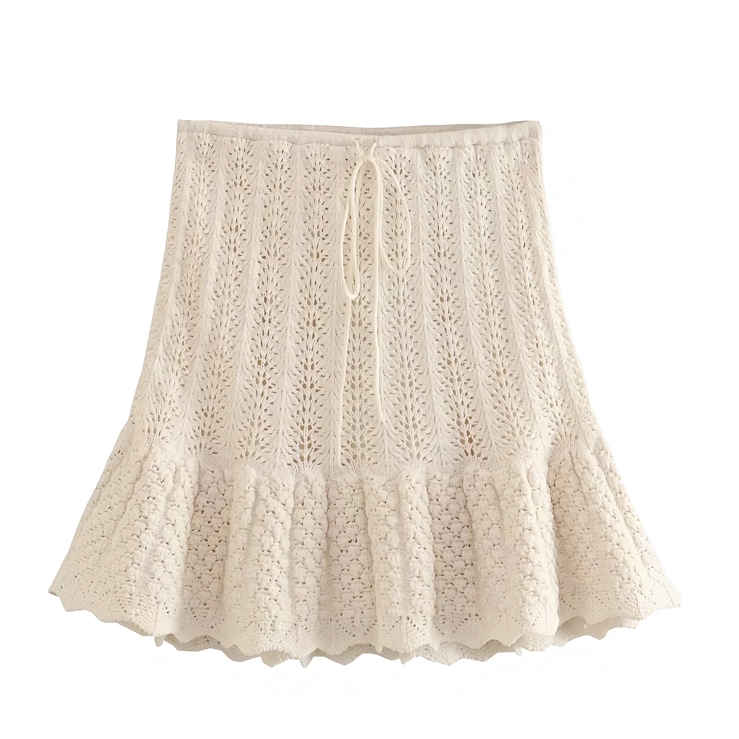 white-ivory-knit-crochet-embroidered-patterned-ruffled-short-sleeve-cut-out-crop-cami-top-blouse-and-mid-low-rise-mini-skirt-two-piece-set-dress-women-ladies-chic-trendy-spring-2024-summer-elegant-casual-semi-formal-classy-european-beach-wear-tropical-vacation-sundress-zara-revolve-aritzia