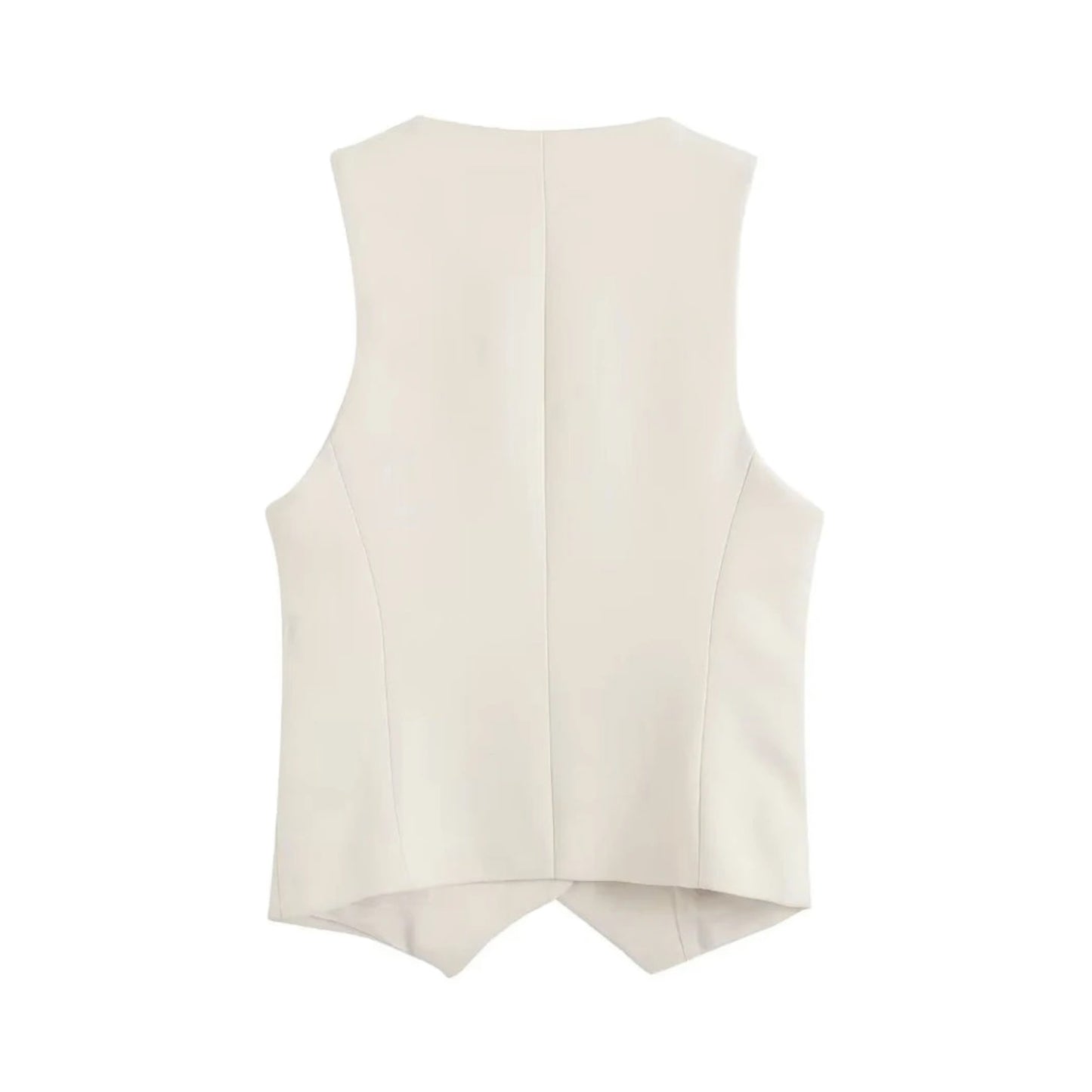 Ivory Button Up Fitted Vest