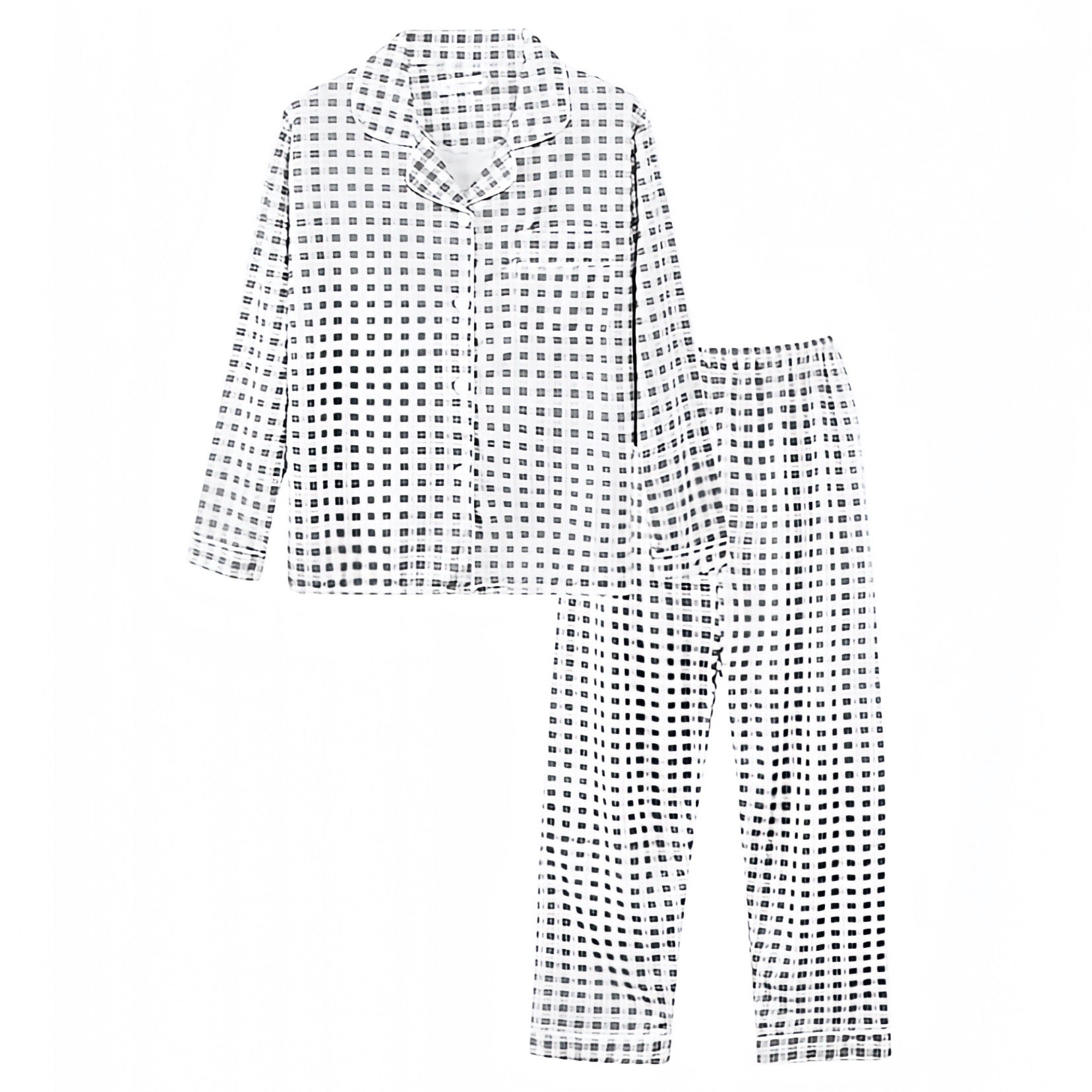 light-grey-gray-and-white-gingham-checkered-plaid-patterned-cotton-linen-v-neck-button-down-long-sleeve-shirt-top-mid-low-rise-pants-bottoms-pajama-two-piece-set-pjs-cozy-comfy-lounge-wear-women-ladies-chic-trendy-spring-2024-summer-preppy-style-casual-feminine-european-vanilla-girl-classy-elegant-eber-jey-roller-rabbit-dupe