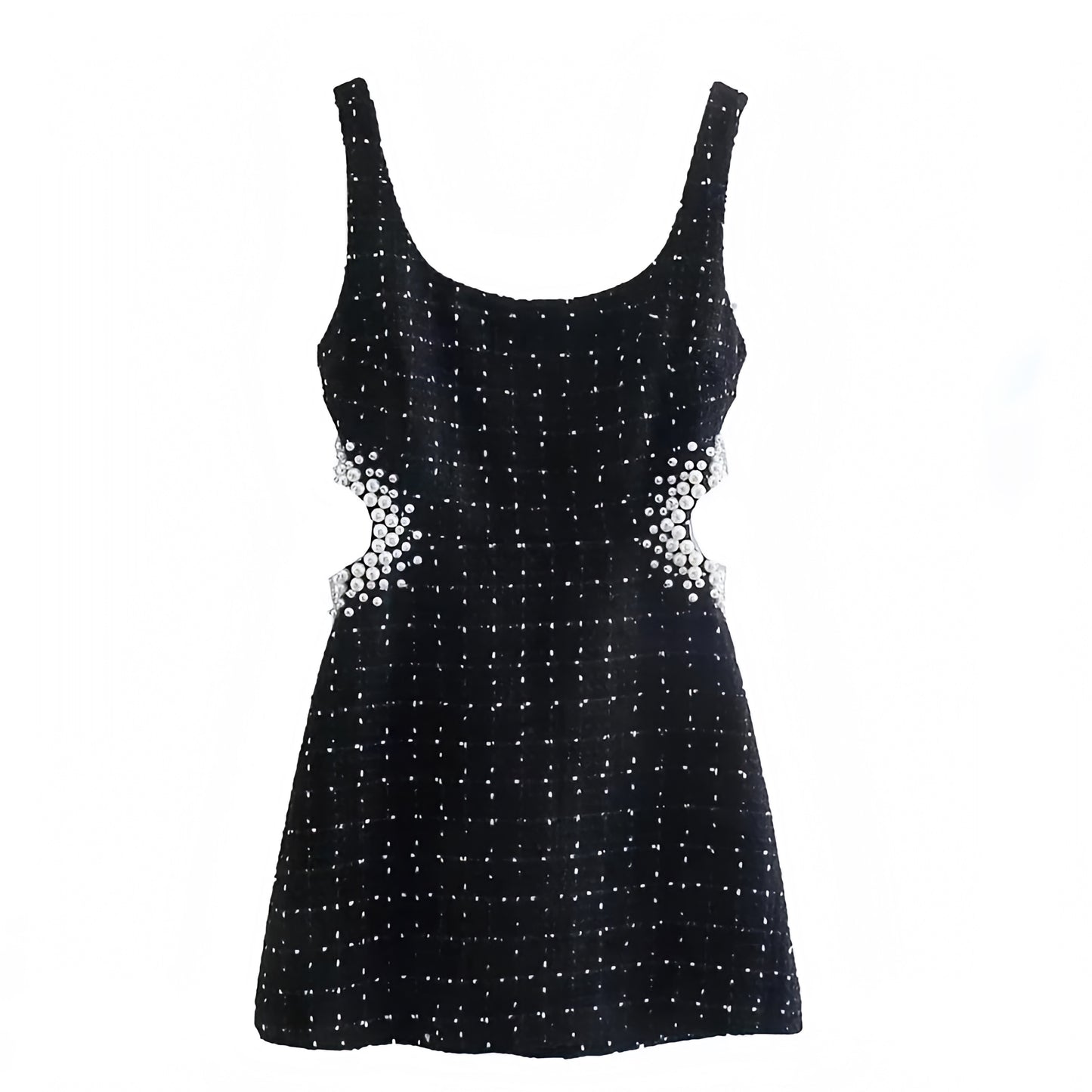 black-silver-crystal-rhinestone-pearl-embellished-embroidered-glitter-sparkle-slim-fit-scoop-neck-spaghetti-strap-bodycon-cut-out-tweed-short-sleeve-mini-dress-chic-trendy-spring-2024-summer-women-ladies-party-prom-elegant-formal-gala-date-night-club-wear-parisian-style-european-couture-sexy-evening-gown-old-money-quiet-luxury-revolve-zara-asos-reformation