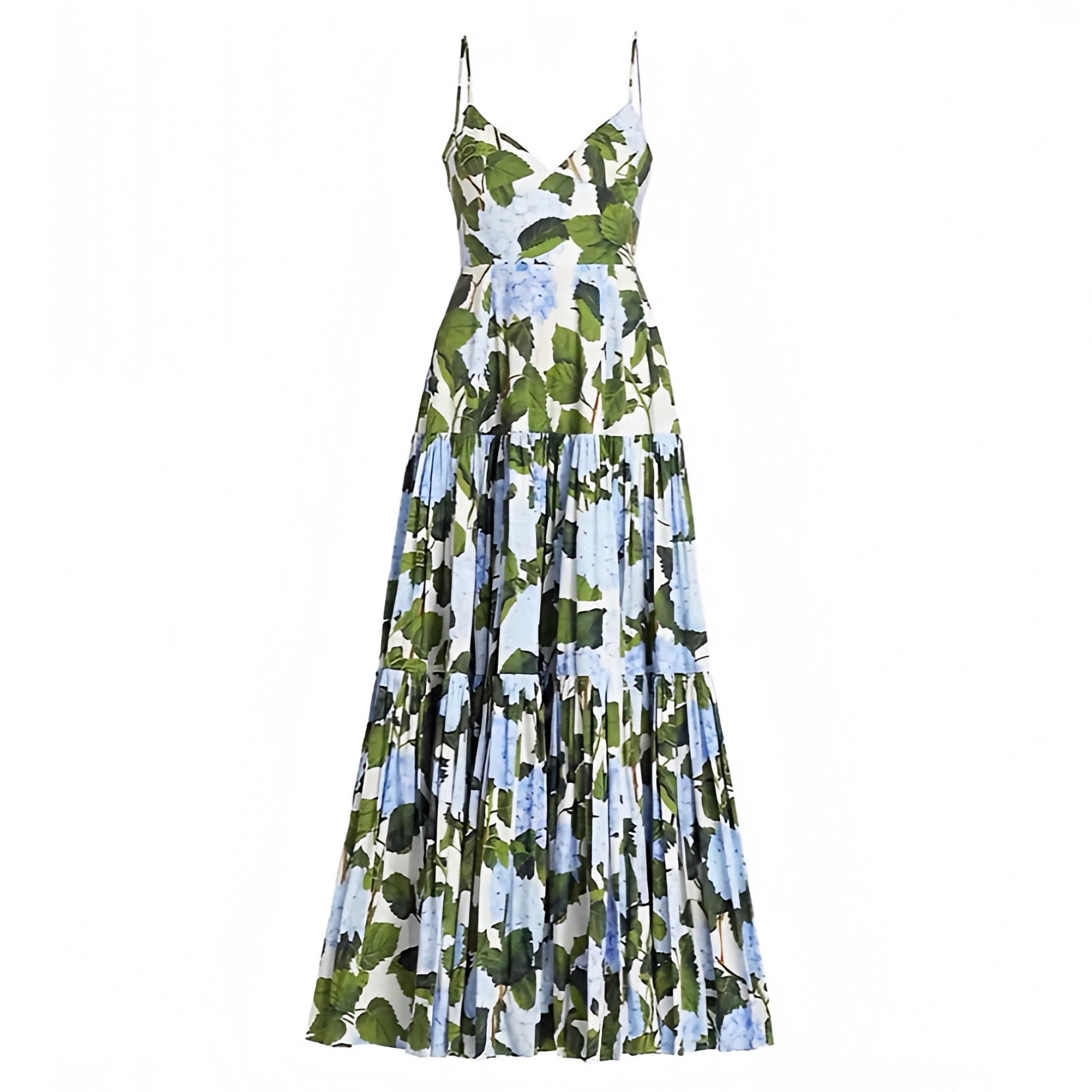 Women's Hydrangea Floral Print Spaghetti Strap Maxi Dress Ball Gown – Dazey Hill
