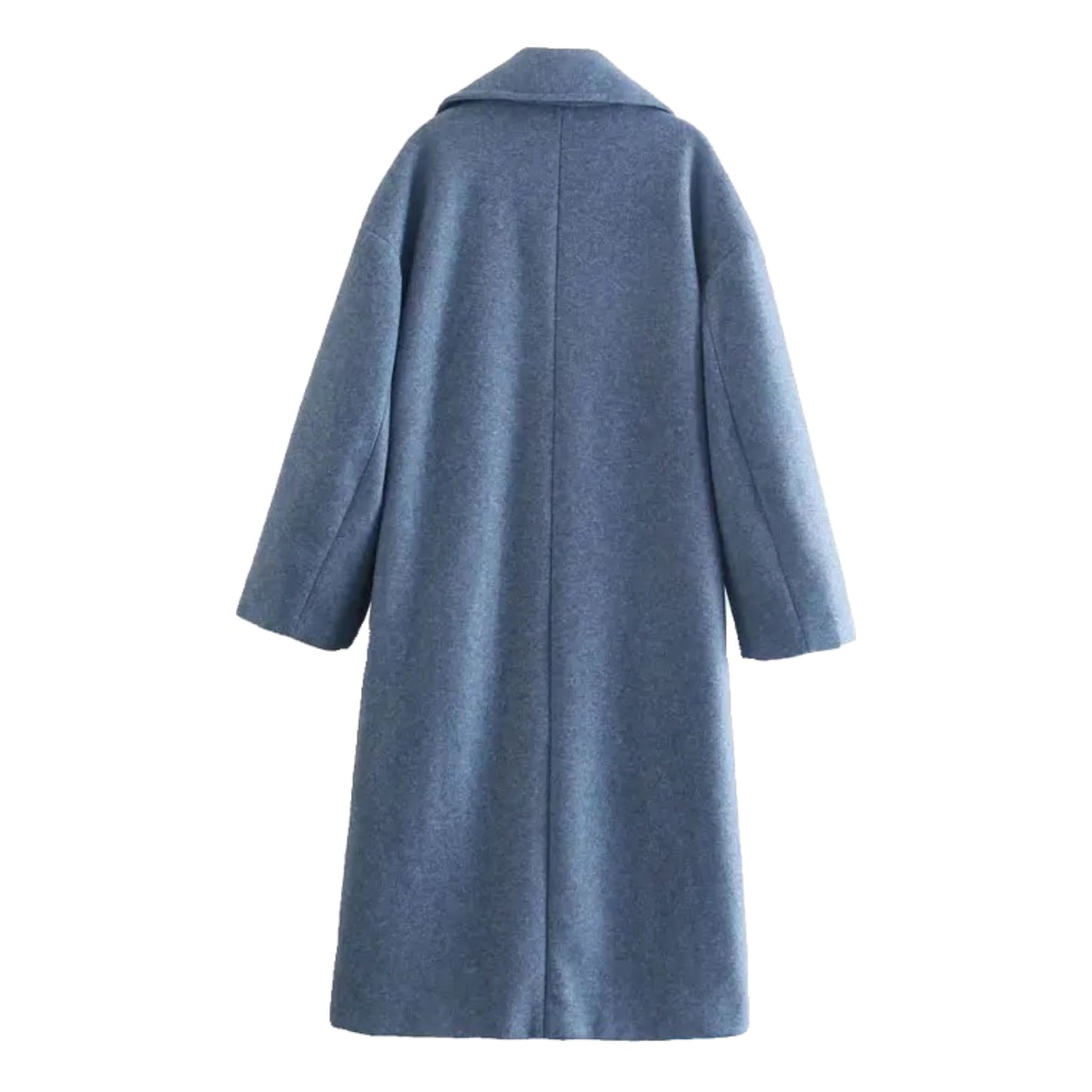 Fog Blue Woolen Oversized Trench Coat