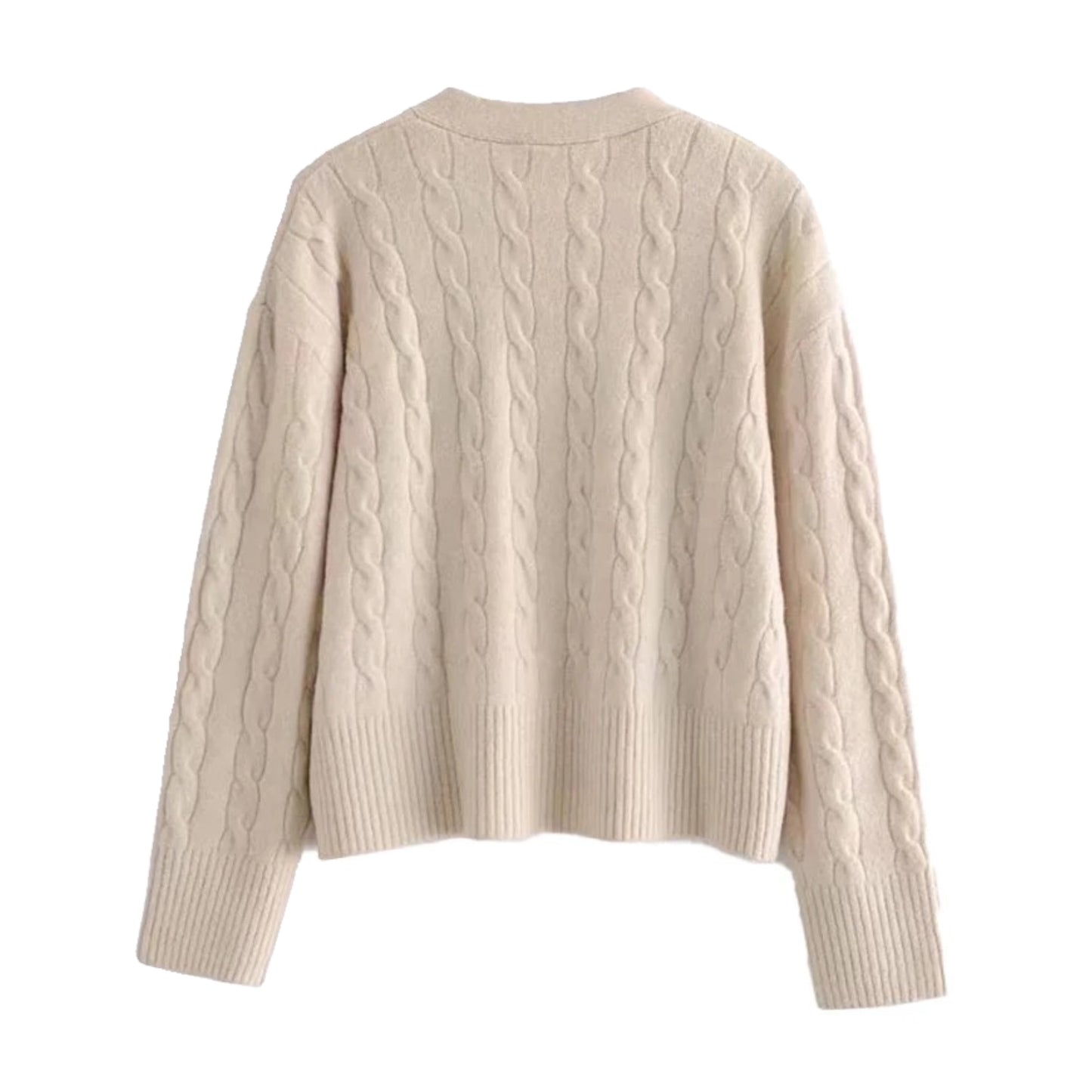 Light Beige Knitted Cardigan Sweater
