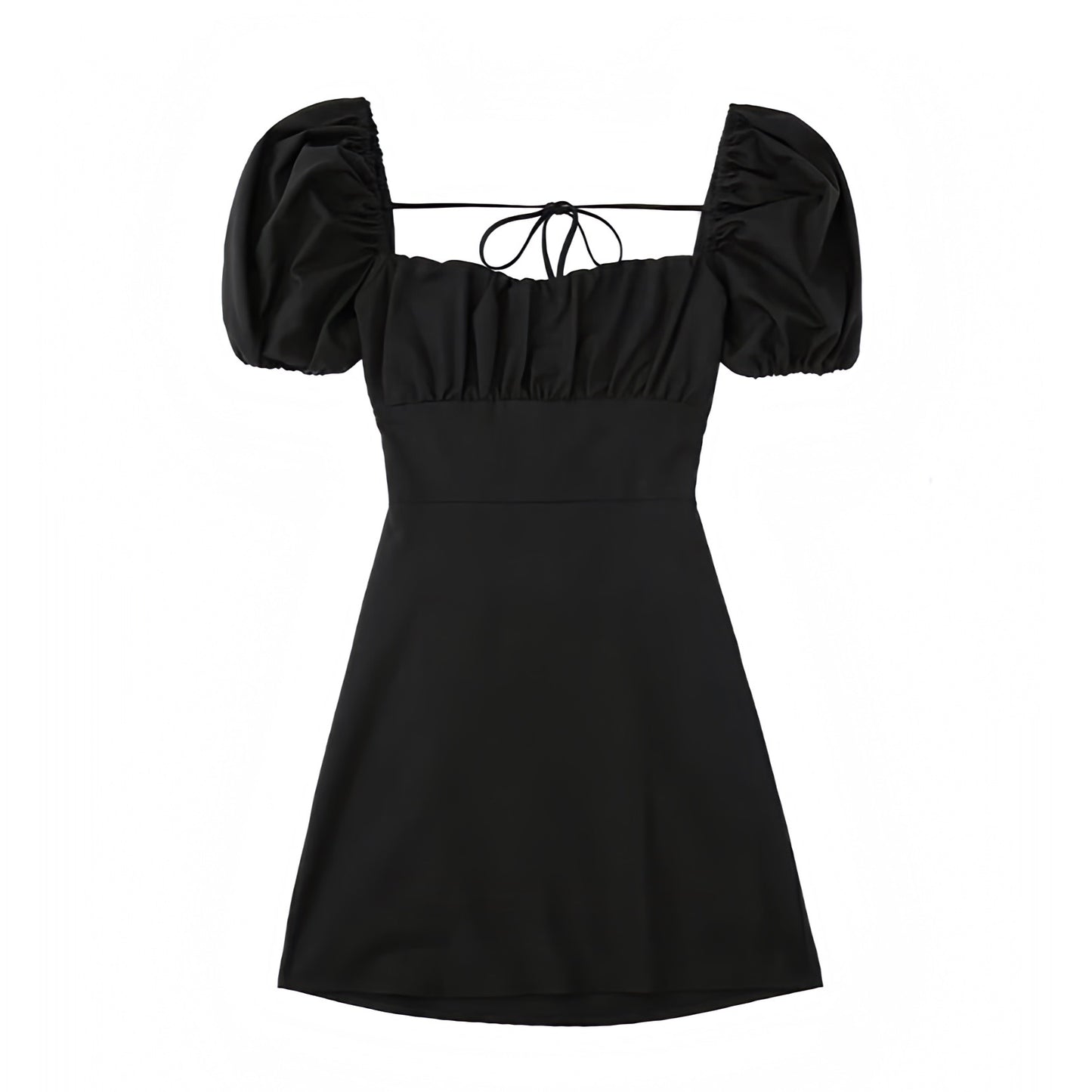 black-bodycon-corset-bustier-lace-up-ruched-short-puff-sleeve-square-neck-backless-open-back-mini-dress-women-ladies-chic-trendy-spring-2024-summer-elegant-semi-formal-feminine-casual-preppy-style-prom-party-coquette-sundress-princess-polly-white-fox-brandy-melville-altard-state