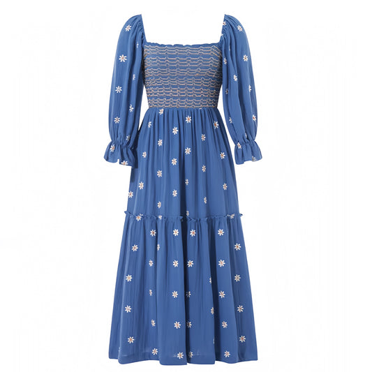 blue-and-white-multi-color-floral-eyelet-embroidered-layered-ruffle-trim-slim-fit-bodycon-smocked-shirred-fitted-bodice-drop-waist-square-neckline-long-puff-sleeve-tiered-linen-flowy-boho-midi-maxi-dress-ball-gown-women-ladies-teens-tweens-chic-trendy-spring-2024-summer-elegant-casual-semi-formal-feminine-prom-party-wedding-guest-homecoming-dance-beach-wear-european-vacation-sundress-coastal-granddaughter-grandmillennial-altard-state-hill-house-revolve-free-people-dupe
