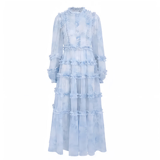 light-blue-white-multi-color-tie-dye-patterned-layered-ruffle-trim-feathered-bodycon-slim-fitted-bodice-drop-waist-fit-and-flare-long-puff-sleeve-turtleneck-flowy-translucent-linen-midi-maxi-dress-ball-gown-couture-women-ladies-chic-trendy-spring-2024-summer-elegant-semi-formal-casual-classy-feminine-prom-gala-extravagent-wedding-guest-party-debutante-preppy-style-altard-state-revolve-zimmerman-fillyboo-loveshackfancy-dupe